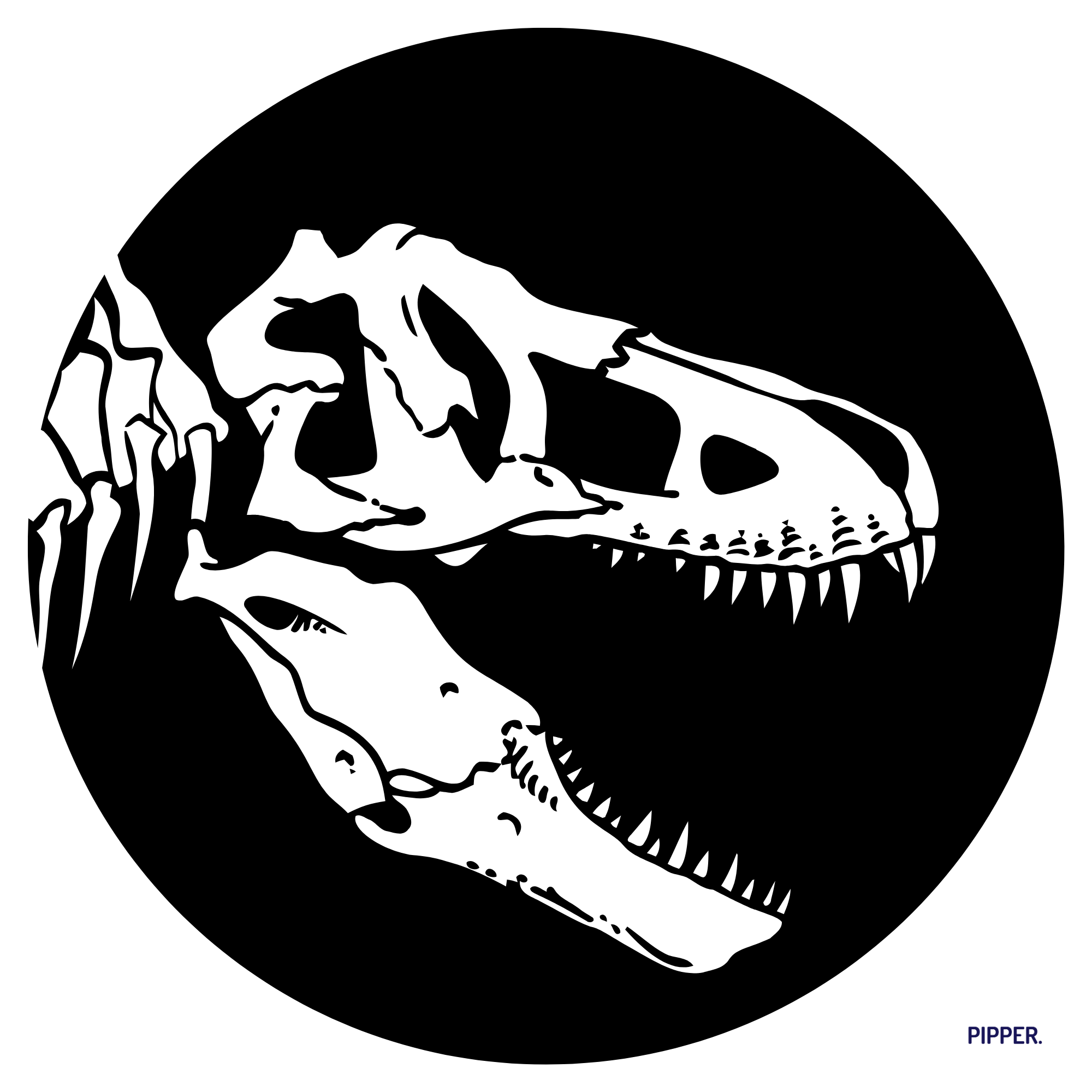 Kruhová samolepka T-Rex kostra